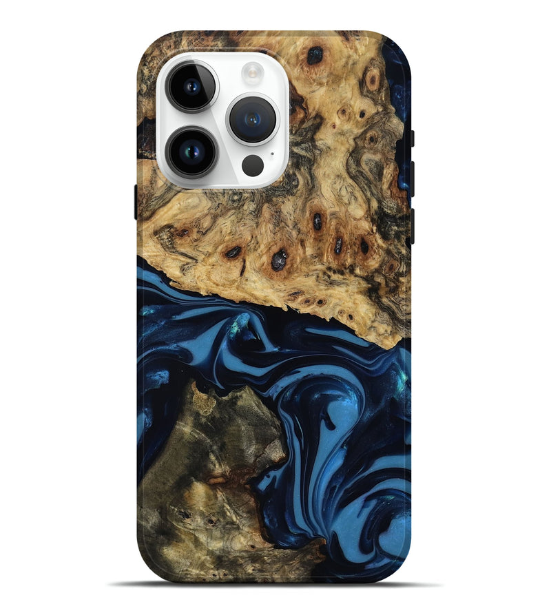 iPhone 15 Pro Max Wood Live Edge Phone Case - Shonda (Blue, 817853)