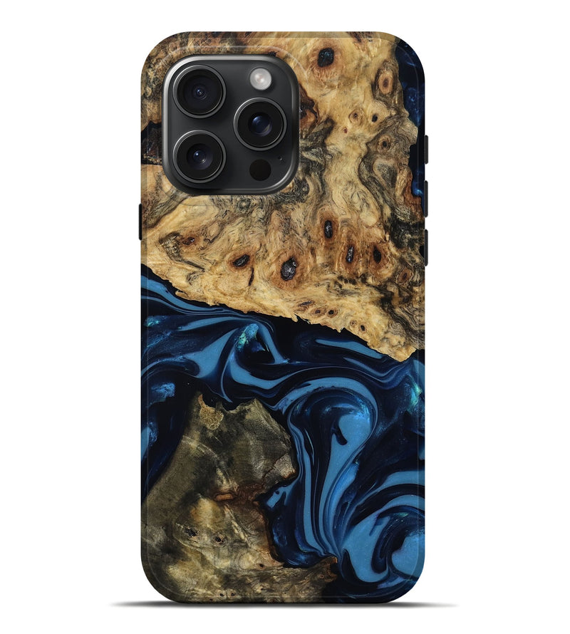 iPhone 16 Pro Max Wood Live Edge Phone Case - Shonda (Blue, 817853)