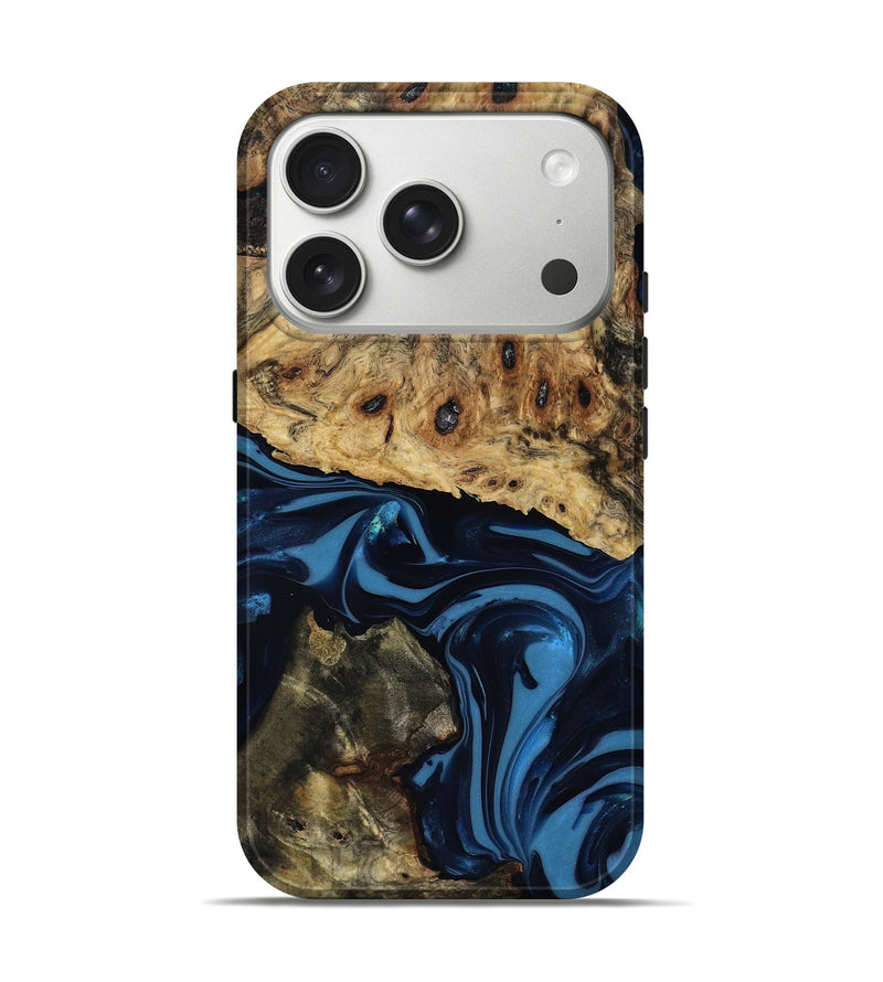 iPhone 17 Pro Wood Live Edge Phone Case - Shonda (Blue, 817853)