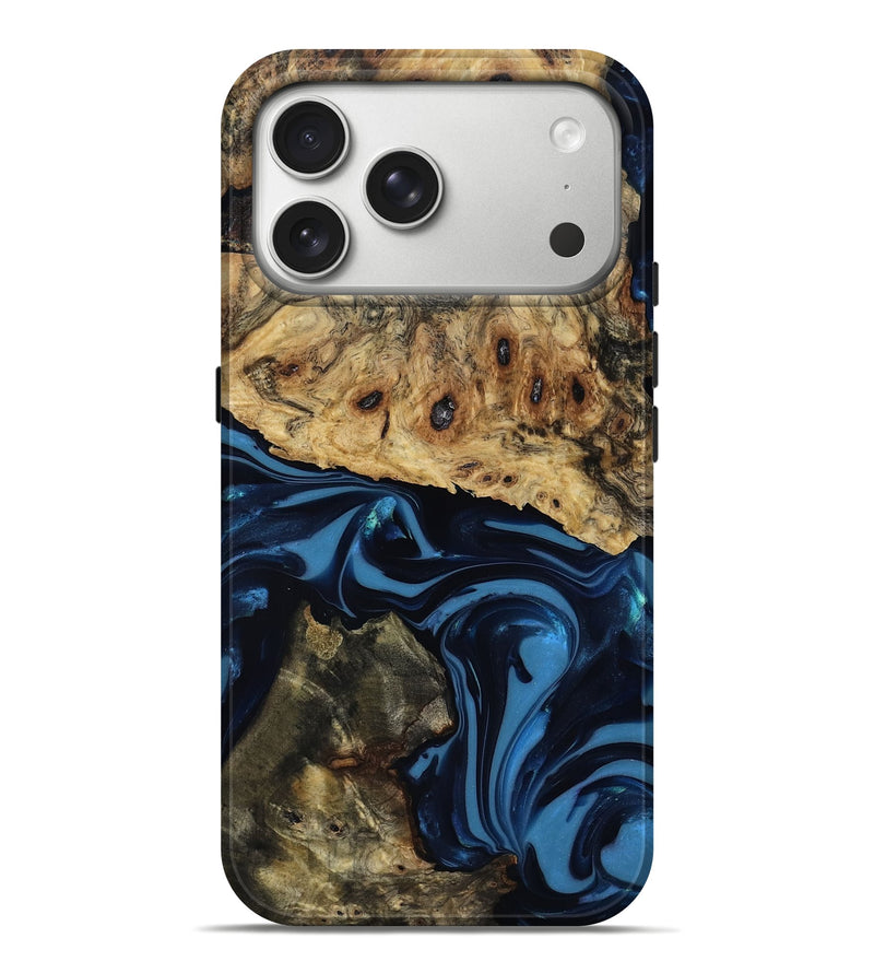 iPhone 17 Pro Max Wood Live Edge Phone Case - Shonda (Blue, 817853)