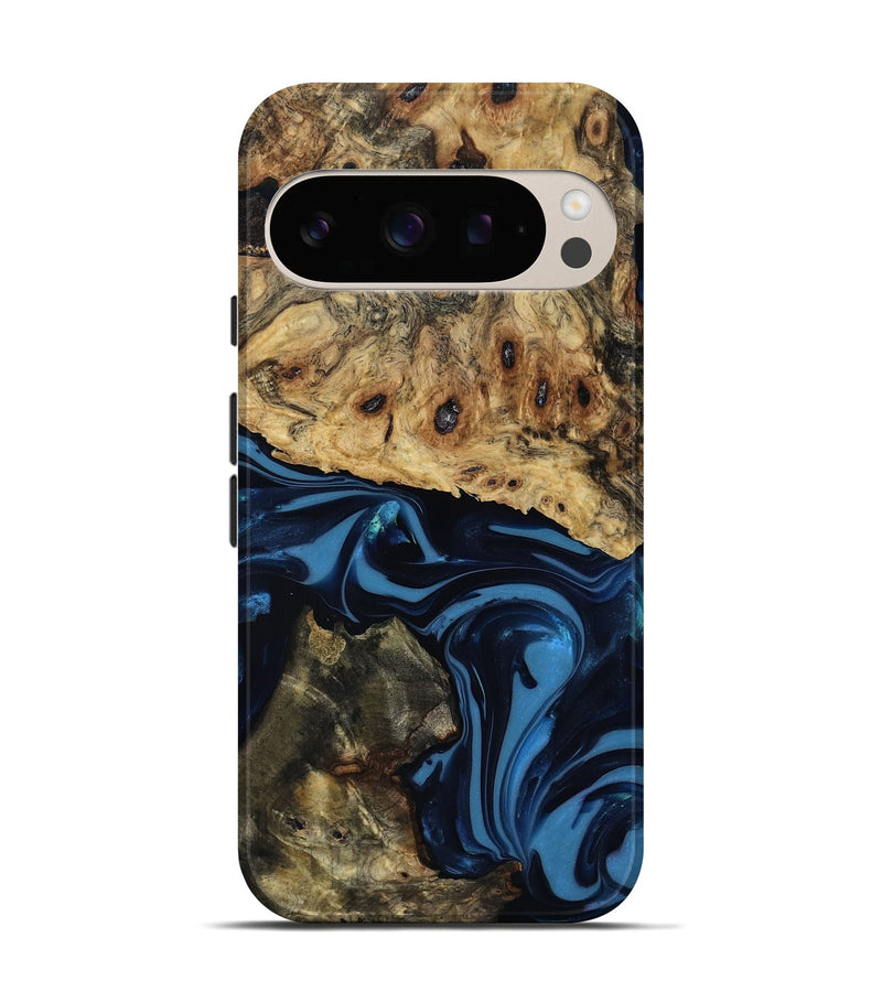 Pixel 10 Pro Wood Live Edge Phone Case - Shonda (Blue, 817853)