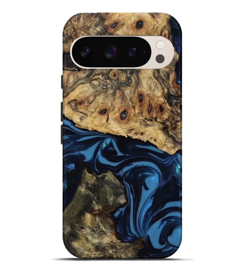 Pixel 9 Pro XL Wood Live Edge Phone Case - Shonda (Blue, 817853)