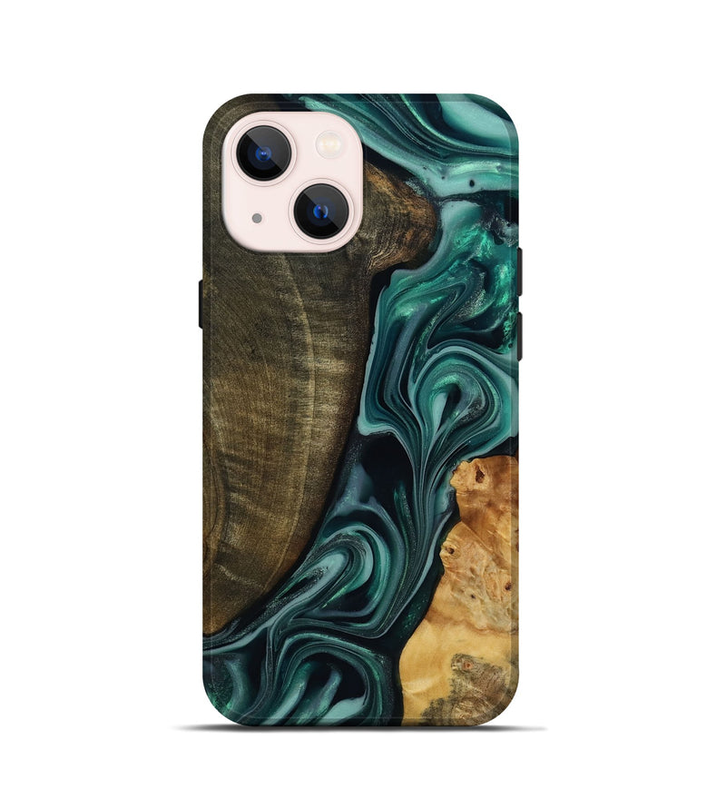 iPhone 13 mini Wood Live Edge Phone Case - Jared (Green, 817860)