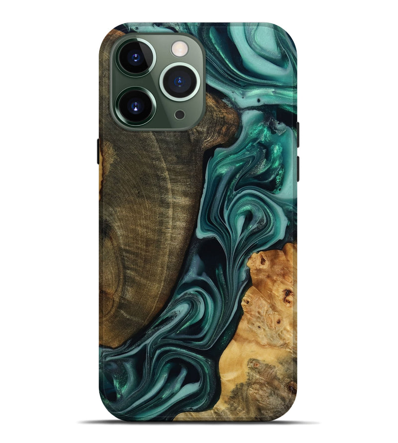 iPhone 13 Pro Max Wood Live Edge Phone Case - Jared (Green, 817860)