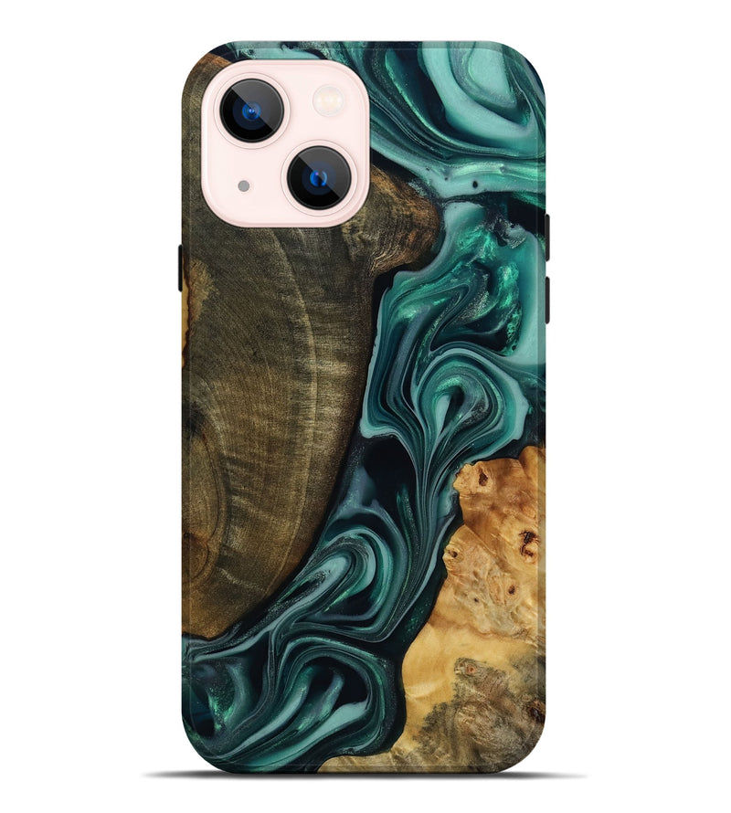 iPhone 14 Plus Wood Live Edge Phone Case - Jared (Green, 817860)