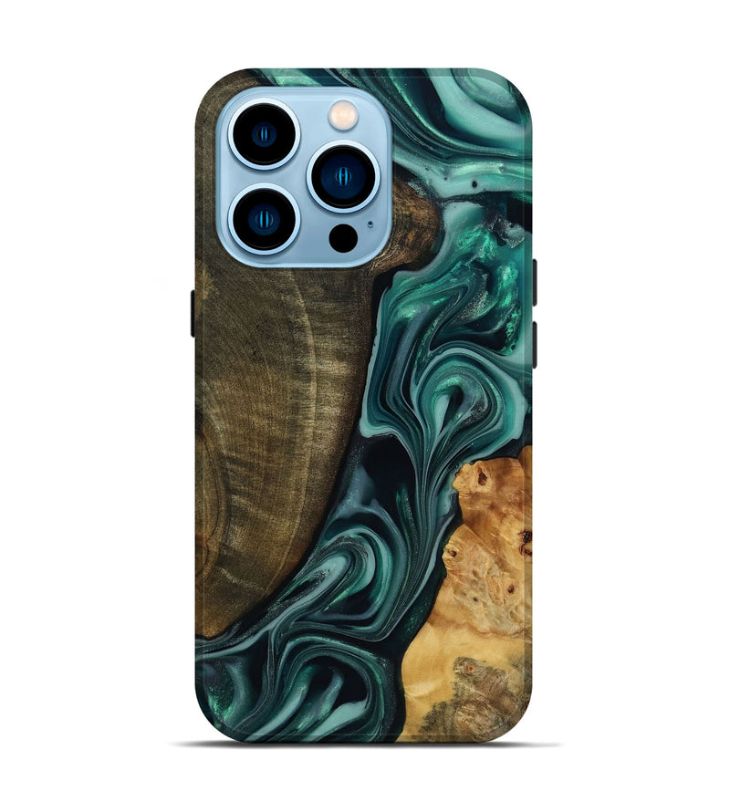iPhone 14 Pro Wood Live Edge Phone Case - Jared (Green, 817860)