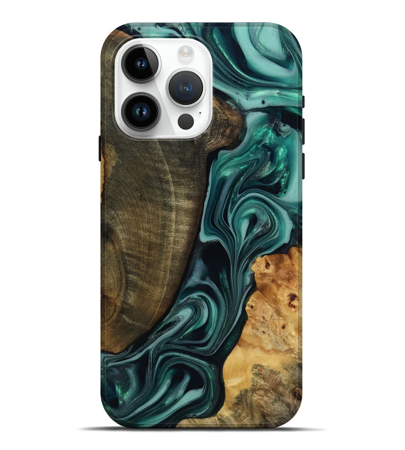 iPhone 15 Pro Max Wood Live Edge Phone Case - Jared (Green, 817860)
