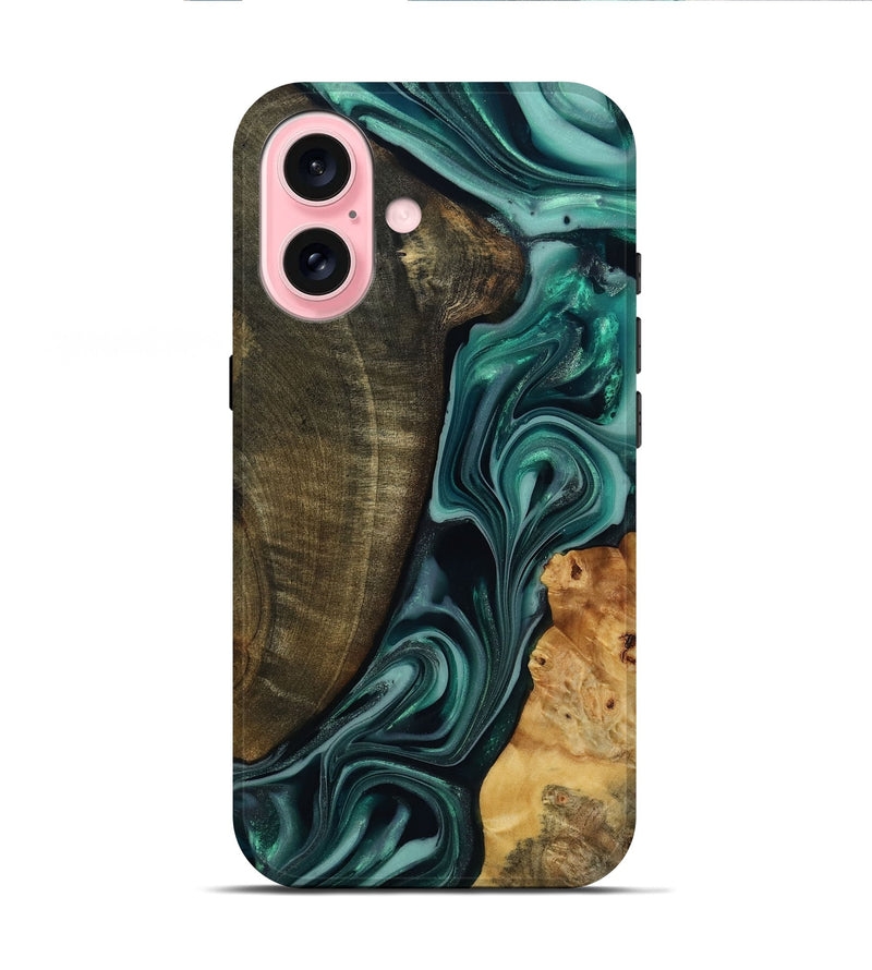 iPhone 16 Wood Live Edge Phone Case - Jared (Green, 817860)