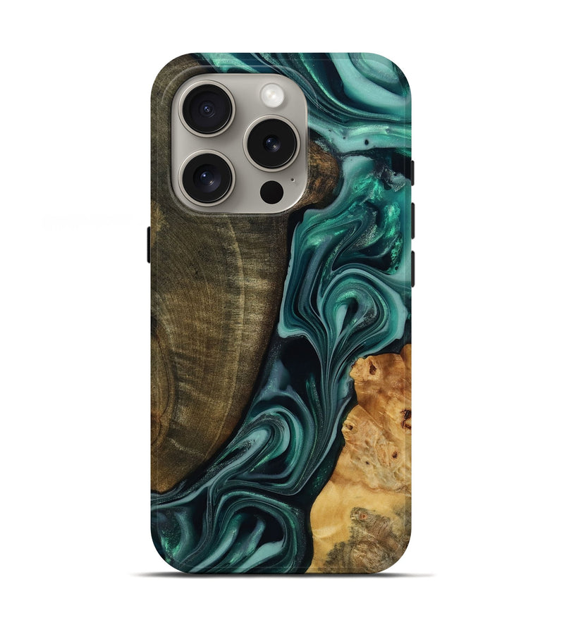 iPhone 16 Pro Wood Live Edge Phone Case - Jared (Green, 817860)