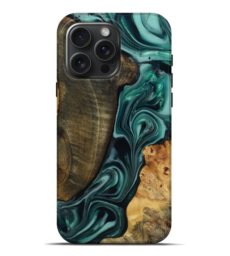 iPhone 16 Pro Max Wood Live Edge Phone Case - Jared (Green, 817860)