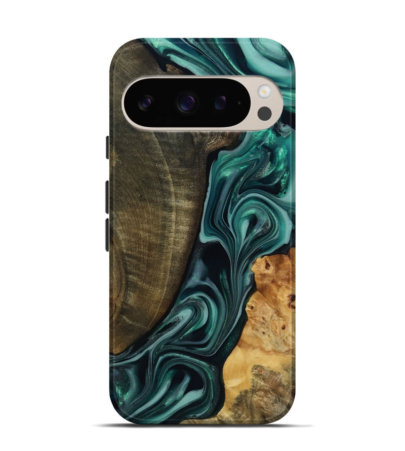 Pixel 9 Pro Wood Live Edge Phone Case - Jared (Green, 817860)
