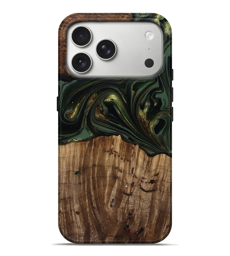 iPhone 17 Pro Max Wood Live Edge Phone Case - Alonzo (Green, 817861)