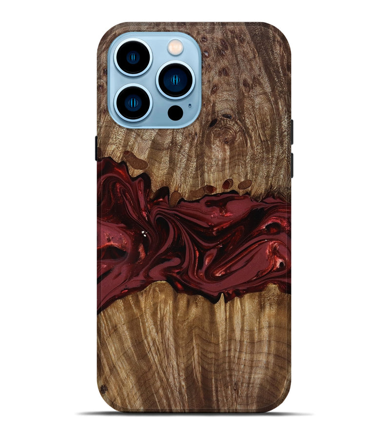 iPhone 14 Pro Max Wood Live Edge Phone Case - Tommie (Red, 817864)