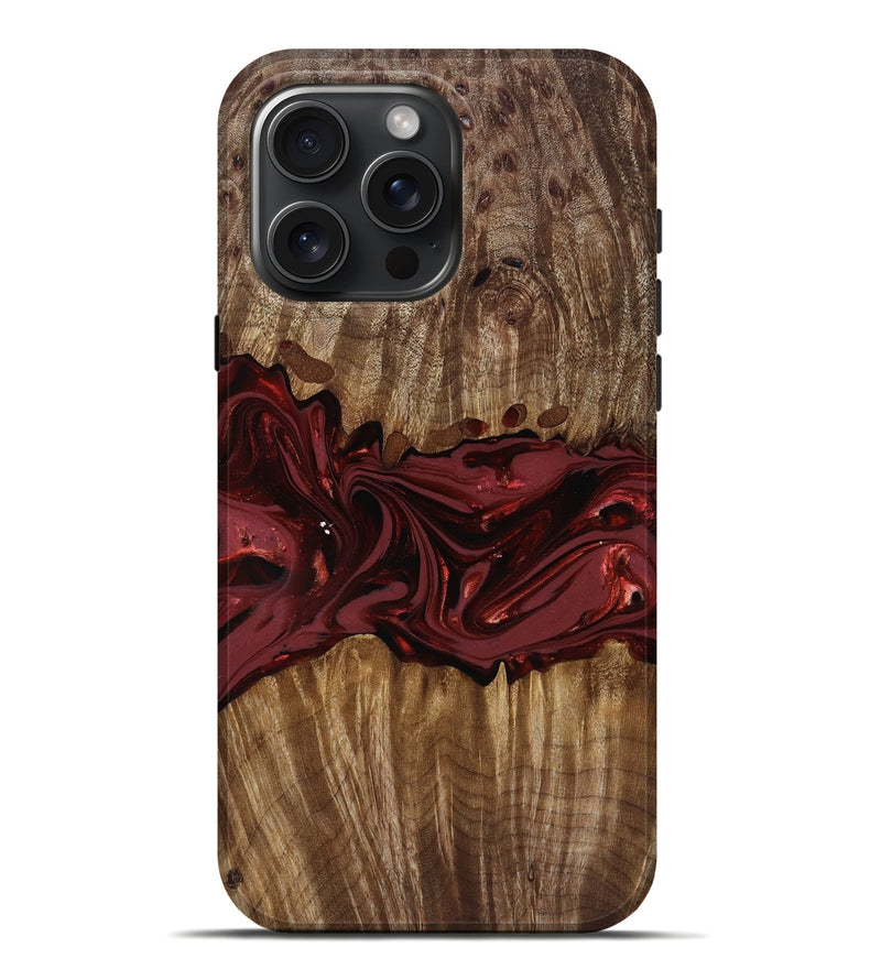 iPhone 16 Pro Max Wood Live Edge Phone Case - Tommie (Red, 817864)