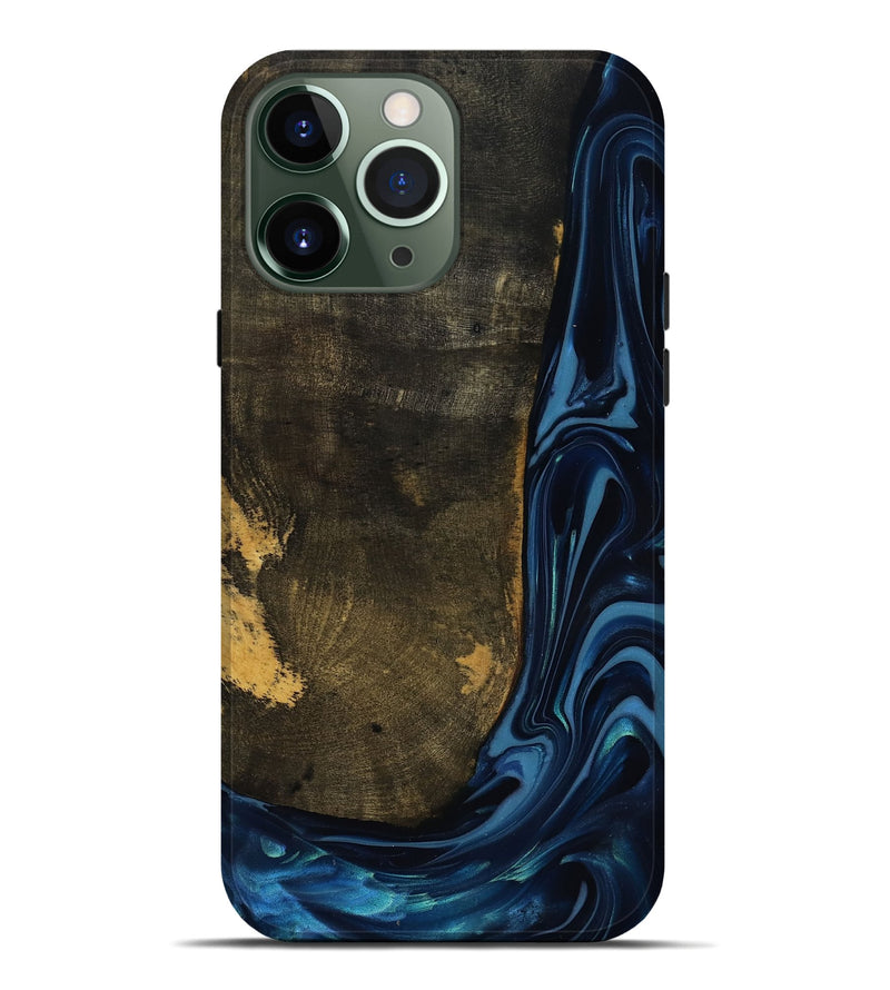 iPhone 13 Pro Max Wood Live Edge Phone Case - Lian (Blue, 817867)