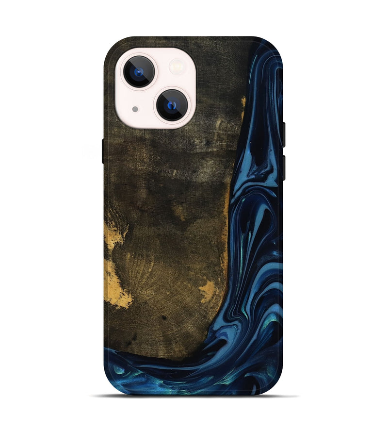 iPhone 14 Wood Live Edge Phone Case - Lian (Blue, 817867)