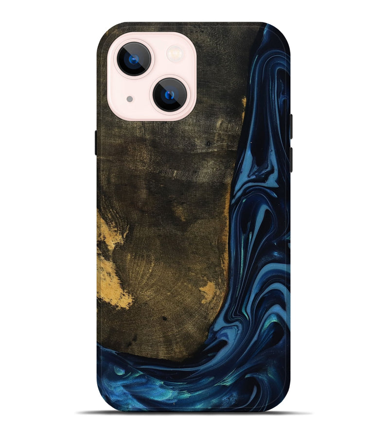iPhone 14 Plus Wood Live Edge Phone Case - Lian (Blue, 817867)