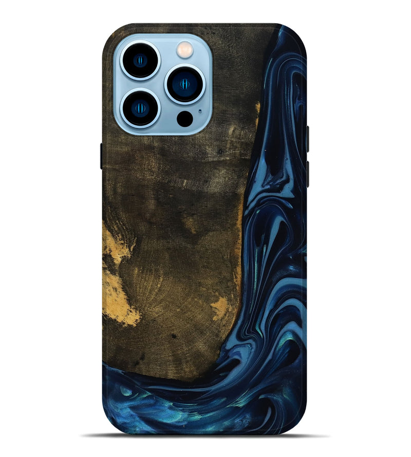iPhone 14 Pro Max Wood Live Edge Phone Case - Lian (Blue, 817867)