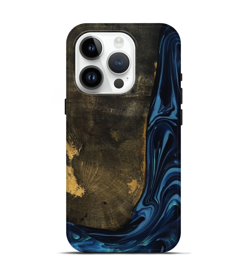 iPhone 15 Pro Wood Live Edge Phone Case - Lian (Blue, 817867)