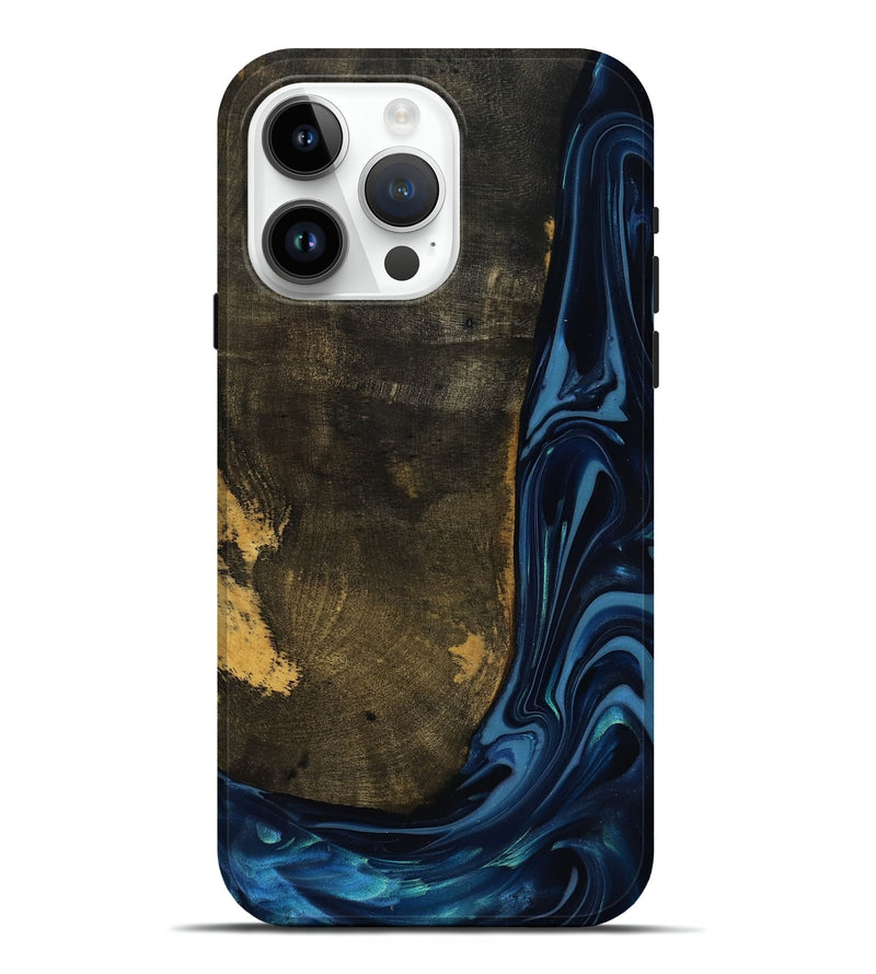 iPhone 15 Pro Max Wood Live Edge Phone Case - Lian (Blue, 817867)