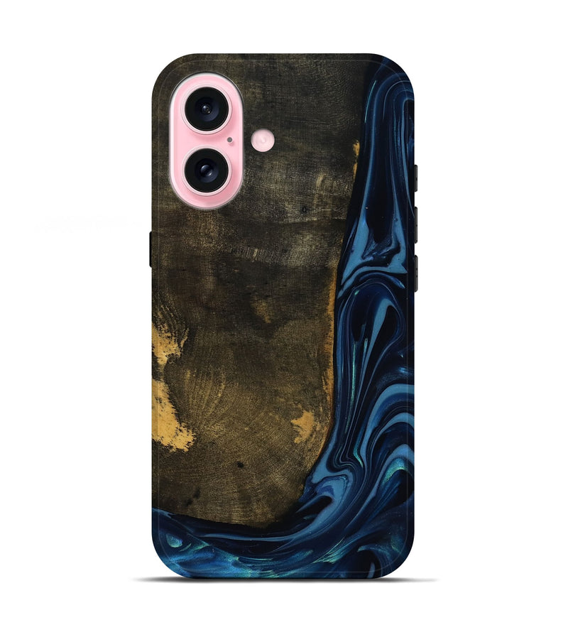 iPhone 17 Wood Live Edge Phone Case - Lian (Blue, 817867)