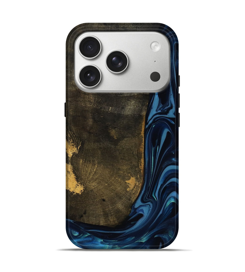 iPhone 17 Pro Wood Live Edge Phone Case - Lian (Blue, 817867)