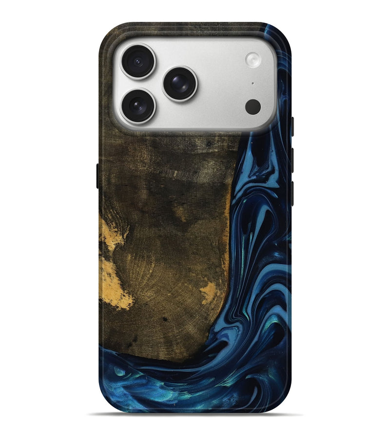 iPhone 17 Pro Max Wood Live Edge Phone Case - Lian (Blue, 817867)