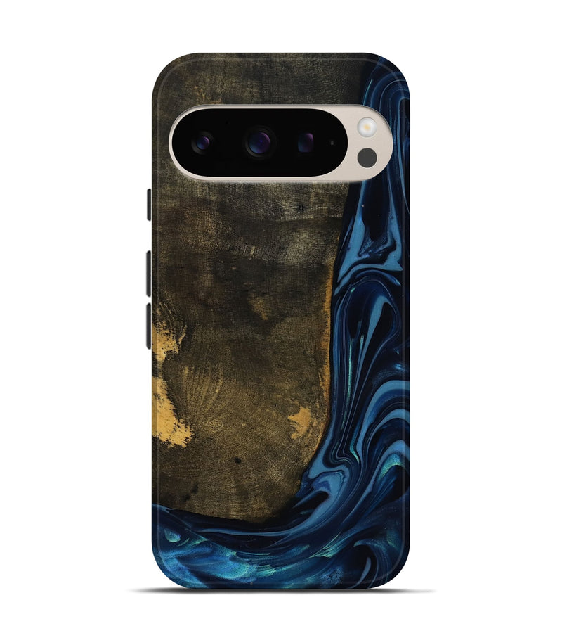 Pixel 9 Pro Wood Live Edge Phone Case - Lian (Blue, 817867)