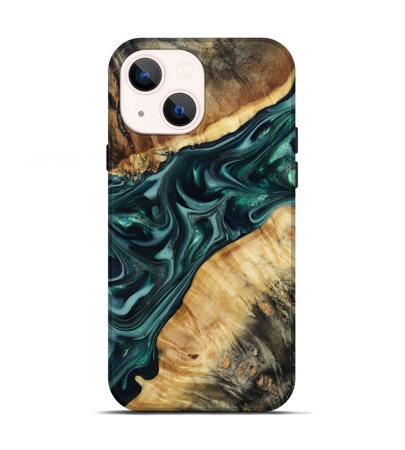 iPhone 13 Wood Live Edge Phone Case - Gaylord (Green, 817868)