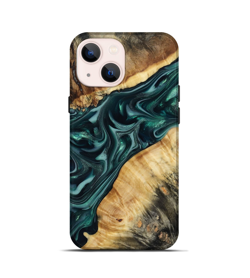iPhone 13 mini Wood Live Edge Phone Case - Gaylord (Green, 817868)
