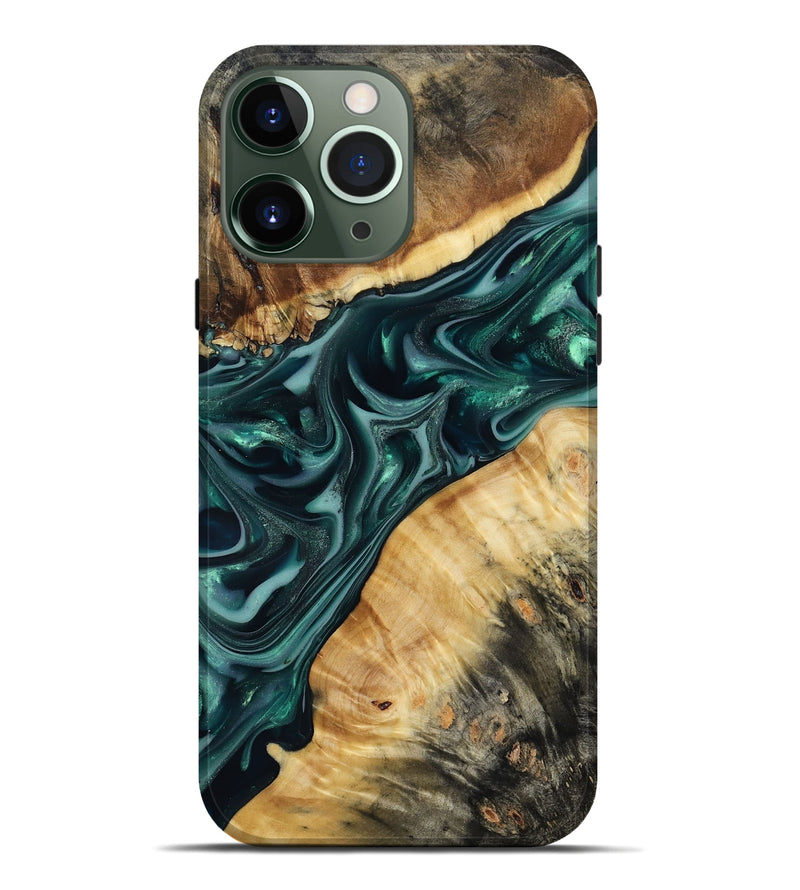 iPhone 13 Pro Max Wood Live Edge Phone Case - Gaylord (Green, 817868)