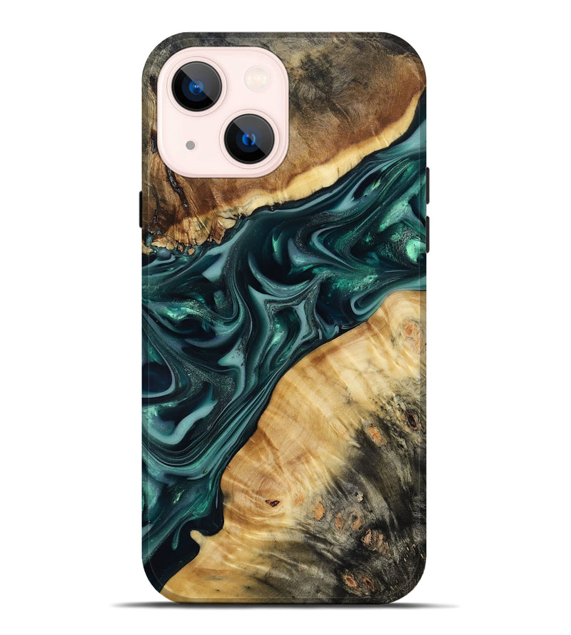 iPhone 14 Plus Wood Live Edge Phone Case - Gaylord (Green, 817868)
