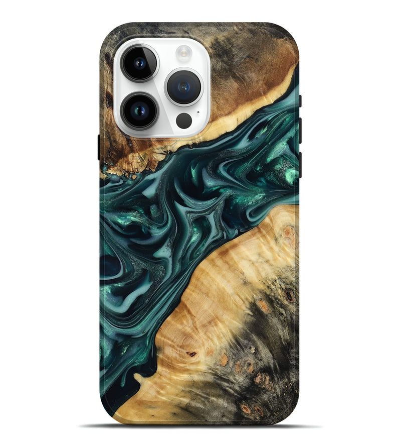 iPhone 15 Pro Max Wood Live Edge Phone Case - Gaylord (Green, 817868)