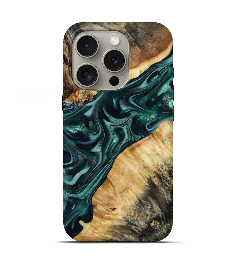 iPhone 16 Pro Wood Live Edge Phone Case - Gaylord (Green, 817868)