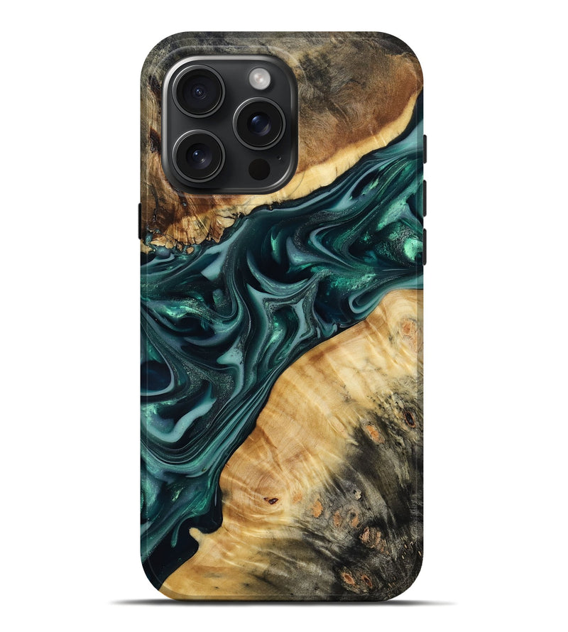 iPhone 16 Pro Max Wood Live Edge Phone Case - Gaylord (Green, 817868)