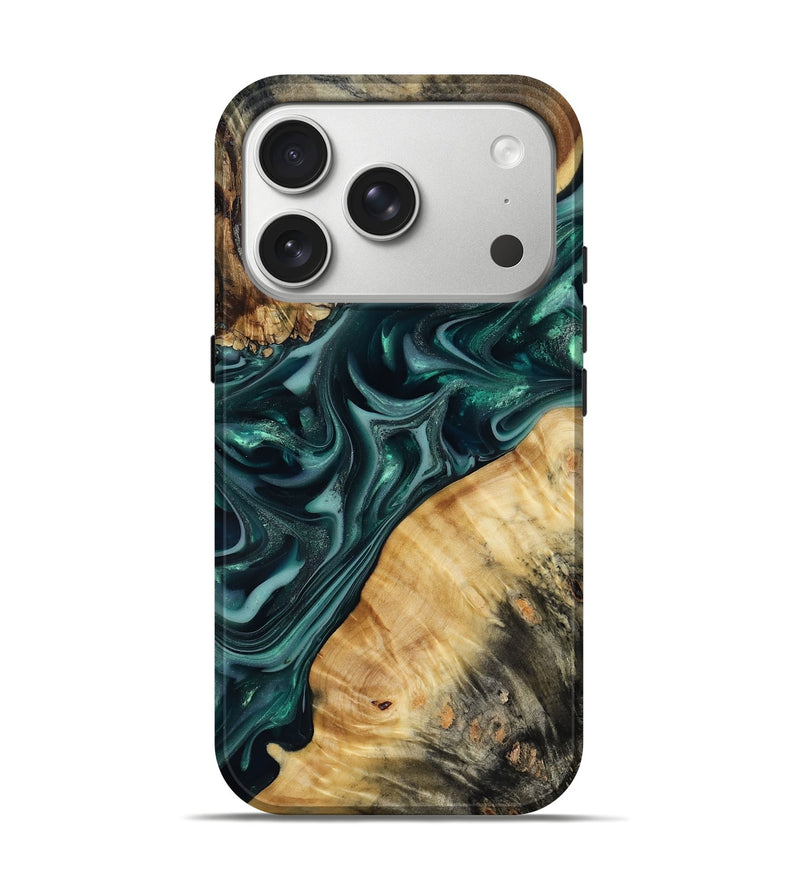 iPhone 17 Pro Wood Live Edge Phone Case - Gaylord (Green, 817868)