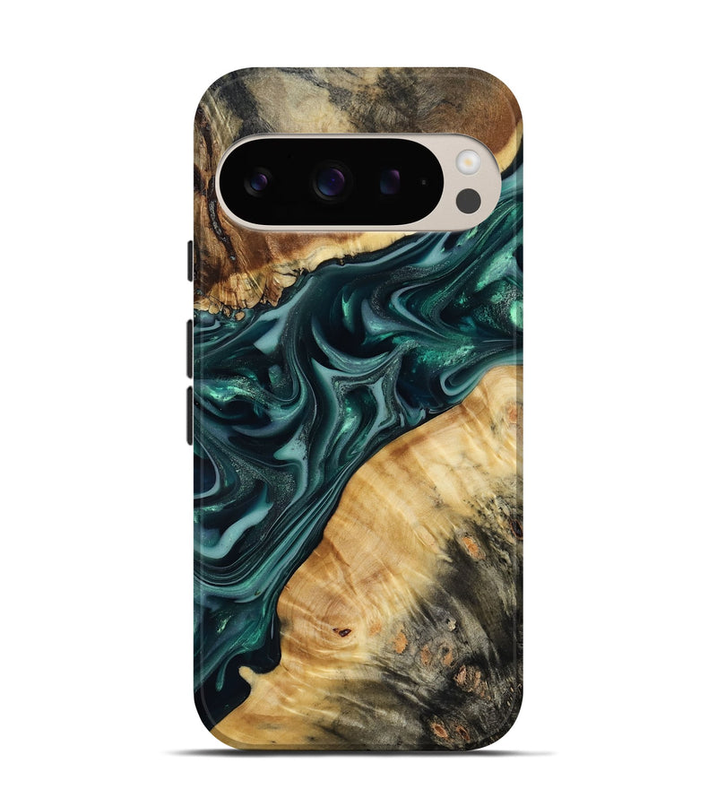 Pixel 9 Wood Live Edge Phone Case - Gaylord (Green, 817868)
