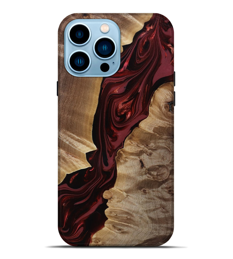 iPhone 14 Pro Max Wood Live Edge Phone Case - Ludie (Red, 817871)