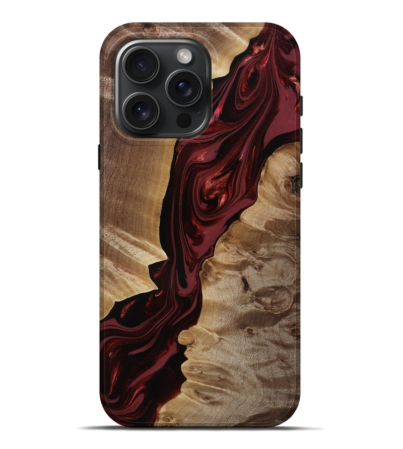 iPhone 16 Pro Max Wood Live Edge Phone Case - Ludie (Red, 817871)