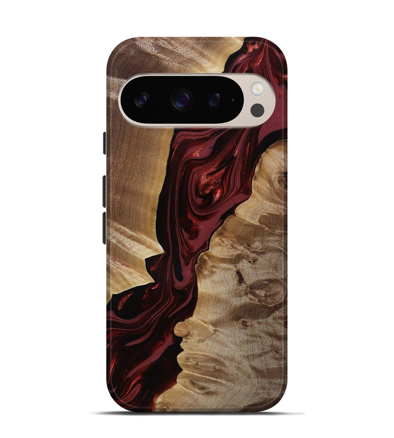 Pixel 9 Pro Wood Live Edge Phone Case - Ludie (Red, 817871)