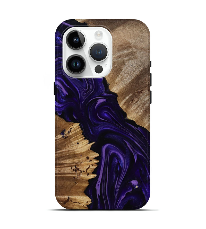 iPhone 15 Pro Wood Live Edge Phone Case - Nevaeh (Purple, 817876)