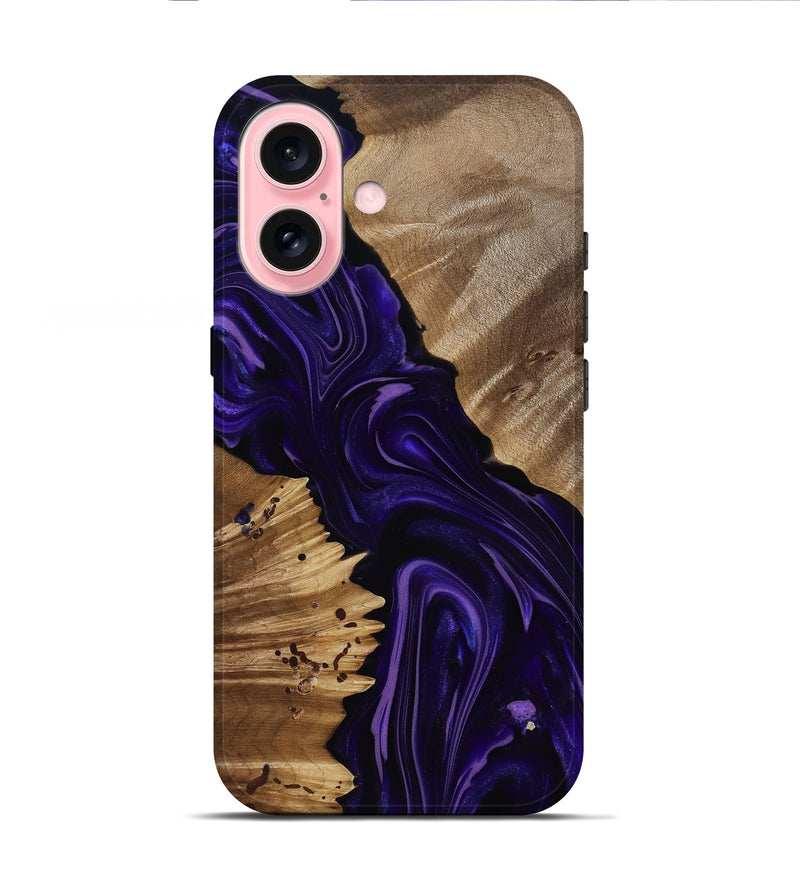 iPhone 16 Wood Live Edge Phone Case - Nevaeh (Purple, 817876)