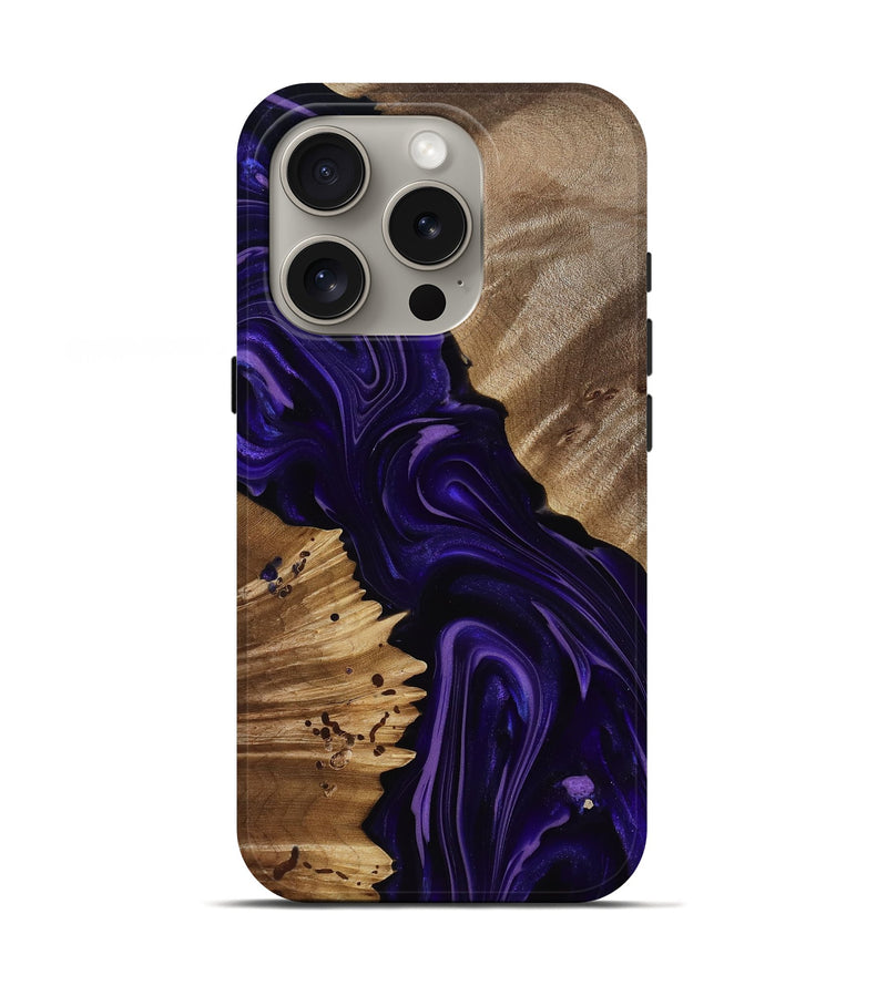 iPhone 16 Pro Wood Live Edge Phone Case - Nevaeh (Purple, 817876)