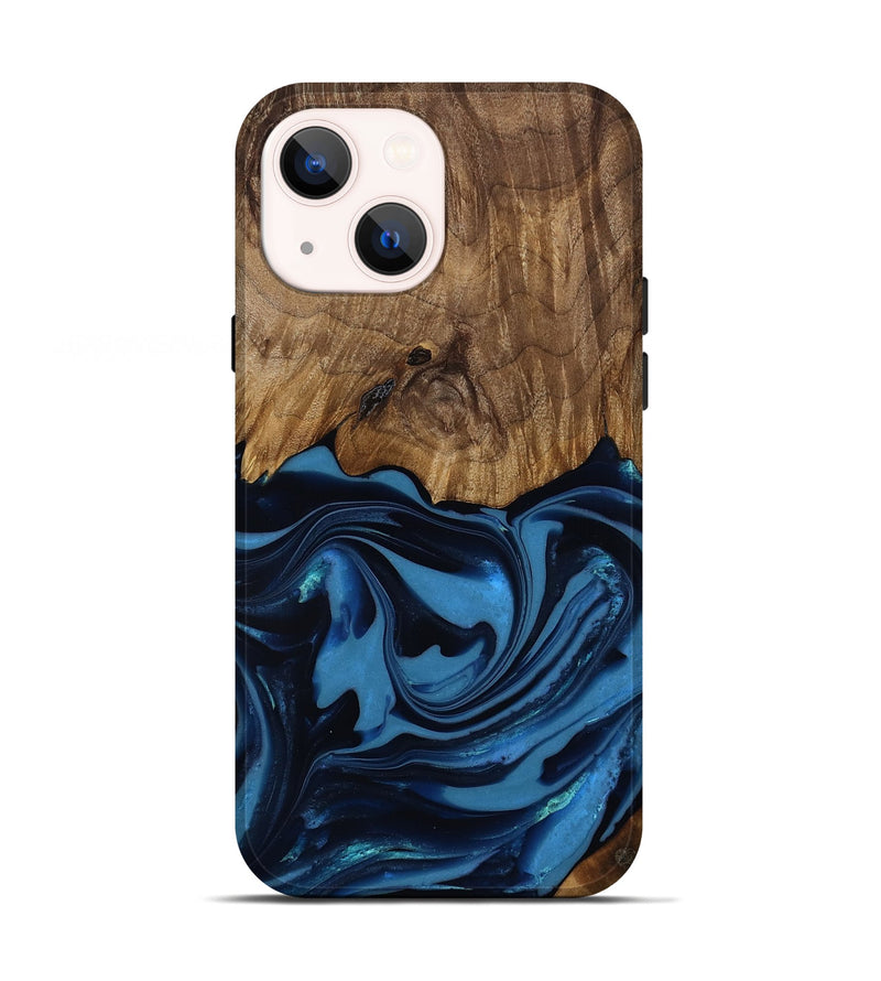 iPhone 13 Wood Live Edge Phone Case - Bryn (Blue, 817879)