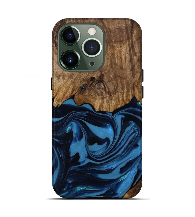 iPhone 13 Pro Wood Live Edge Phone Case - Bryn (Blue, 817879)