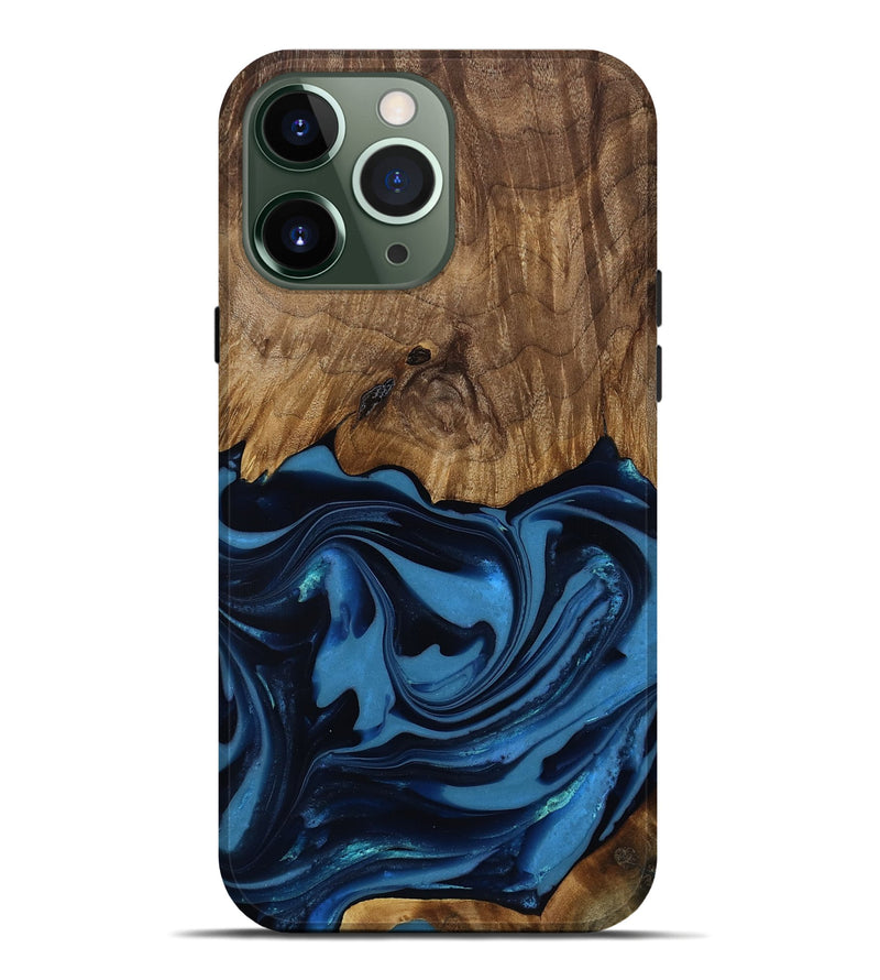 iPhone 13 Pro Max Wood Live Edge Phone Case - Bryn (Blue, 817879)