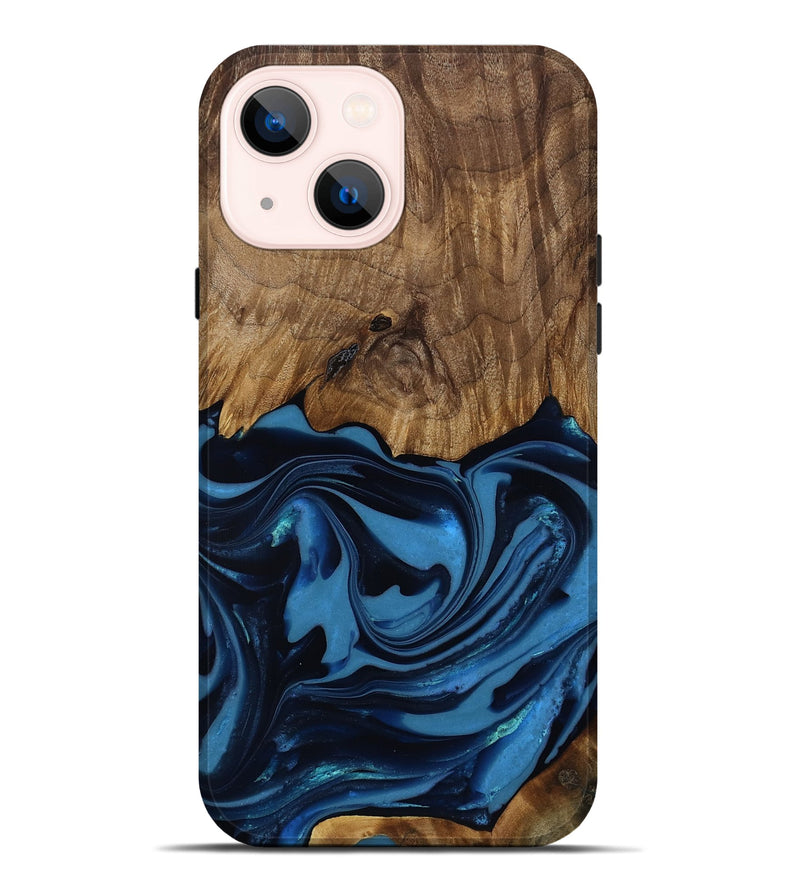 iPhone 14 Plus Wood Live Edge Phone Case - Bryn (Blue, 817879)