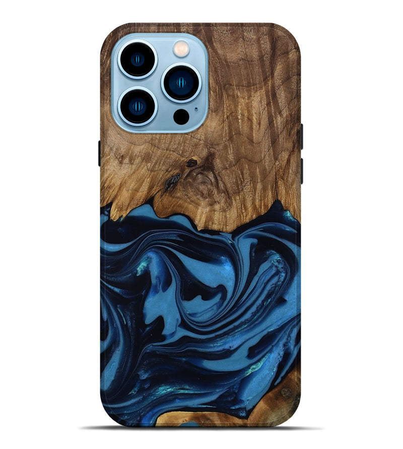 iPhone 14 Pro Max Wood Live Edge Phone Case - Bryn (Blue, 817879)