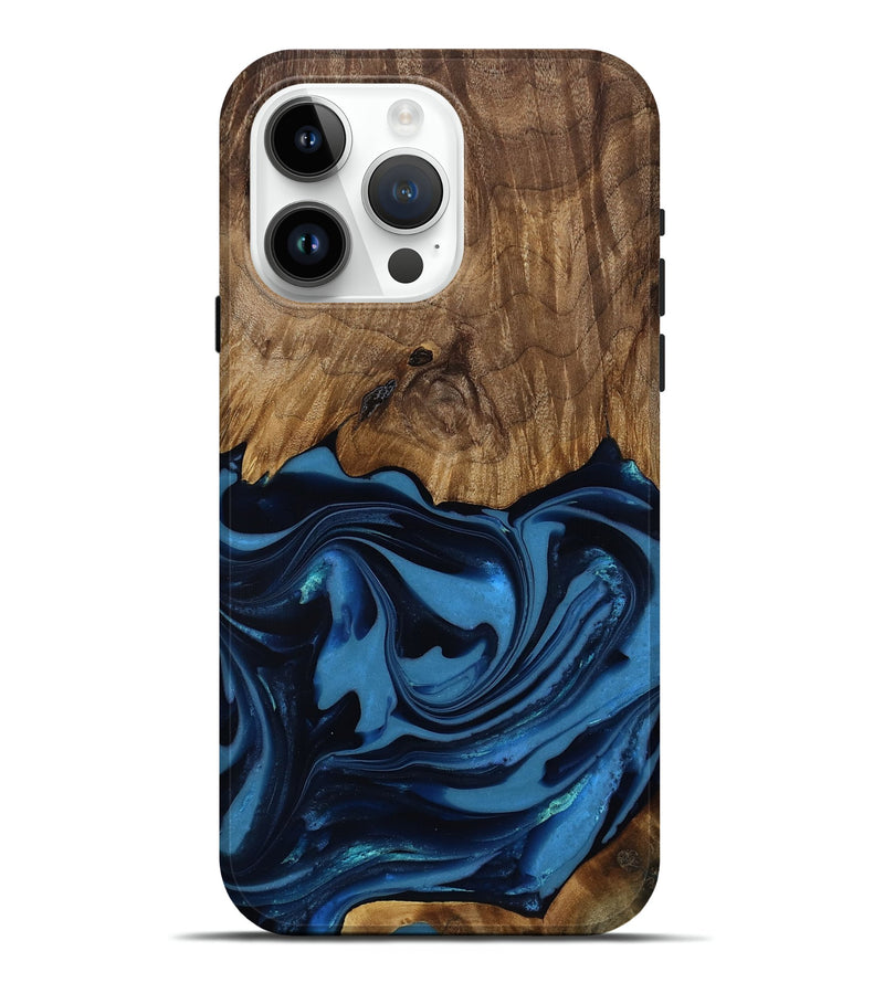 iPhone 15 Pro Max Wood Live Edge Phone Case - Bryn (Blue, 817879)