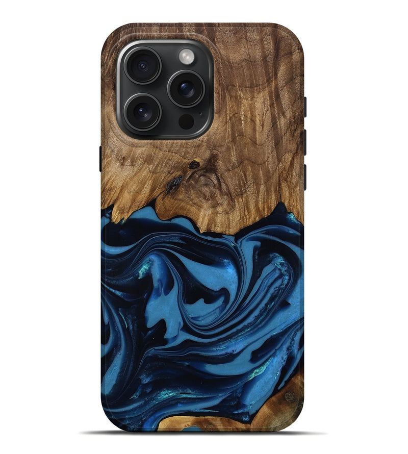 iPhone 16 Pro Max Wood Live Edge Phone Case - Bryn (Blue, 817879)